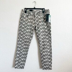 Mavi Jeans Women’s 30 Waist Grey White Ikat Mid Rise Alexa Ankle Stretch Jeans